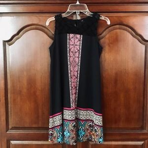 Patterned sundress with crochet detail
